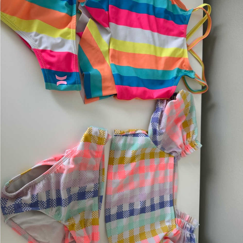 Cat & Jack Multicolor Striped and Plaid Kids Swim Bikinis